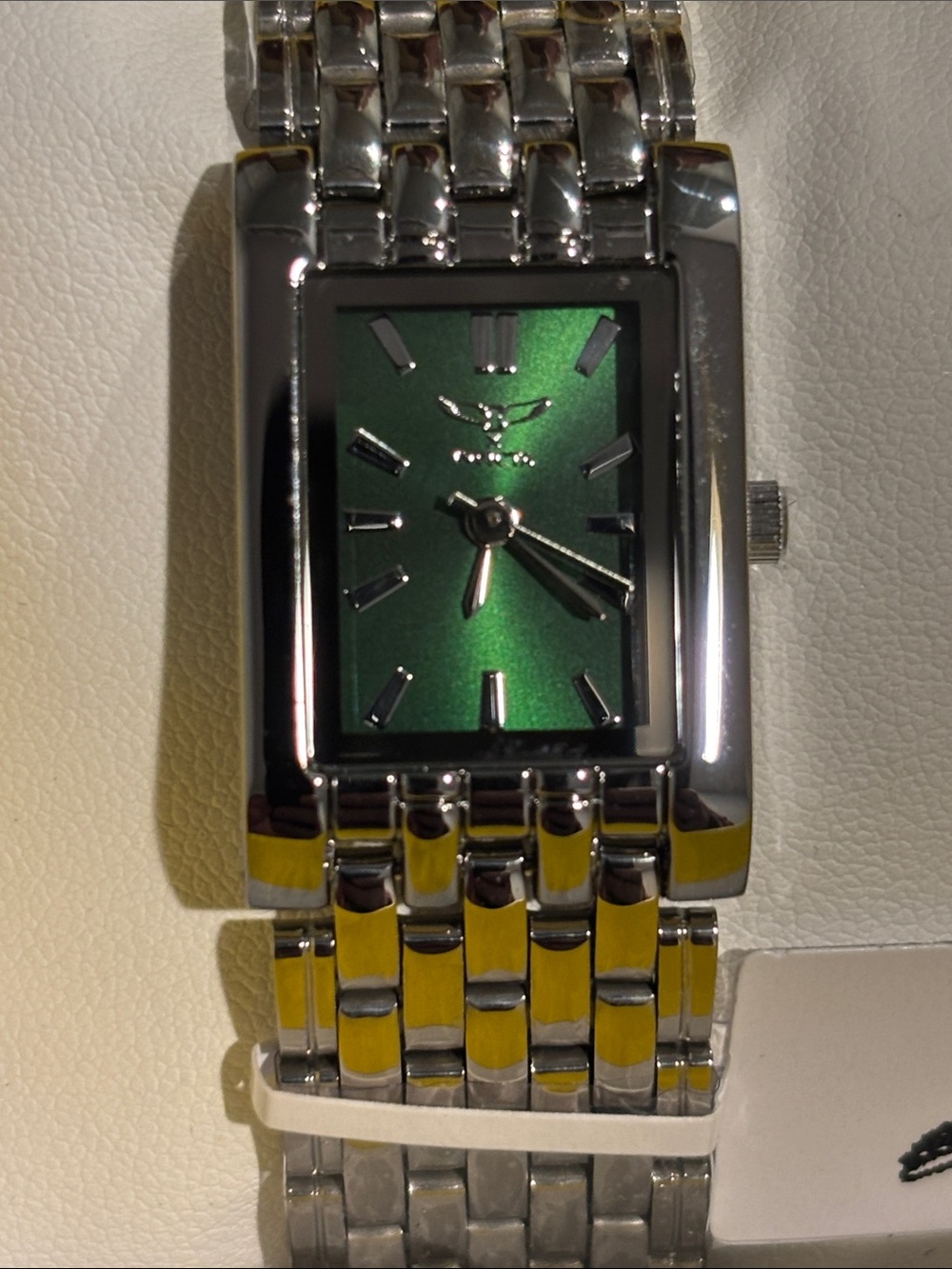 Invicta Silver-Tone Bracelet Watch with Green Sunburst Dial